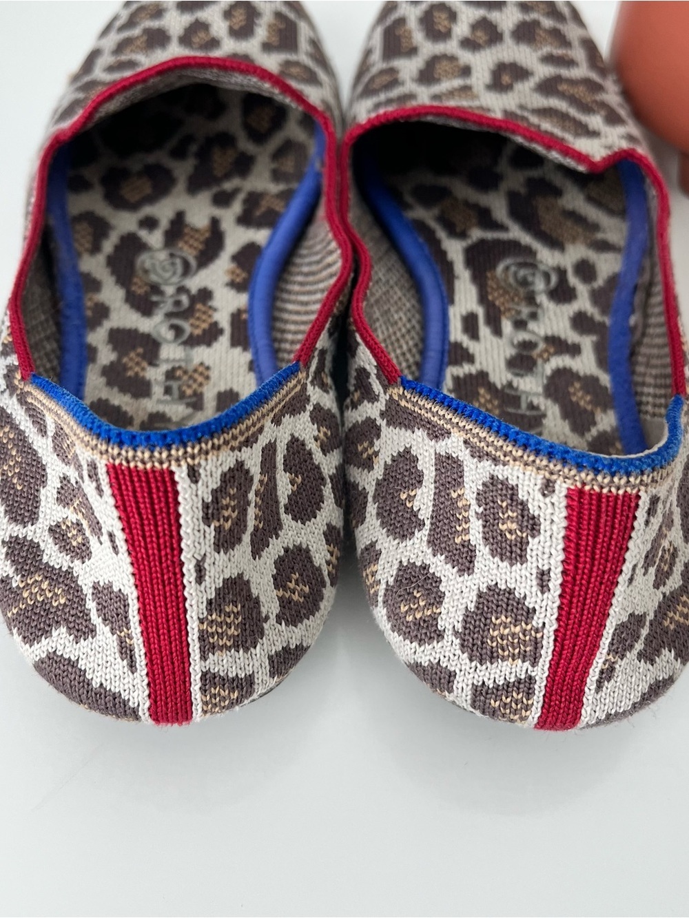 Rothy’s The Loafer Mocha Spot Leopard Print Red Stripe Casual Everyday Flats - Picture 4 of 9